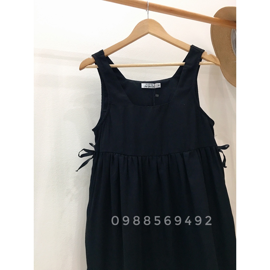 Yếm bầu công sở, nơ sườn, cổ vuông trẻ trung, vải dày dặn lịch sự, dễ mặc đồ MYC1340, có sz 40-100kg