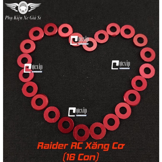 Combo 16 Con Lông Đền Đỏ 6Li Nhôm CNC Gắn Ốc Lốc Máy Xe Raider Xăng Cơ MS5229