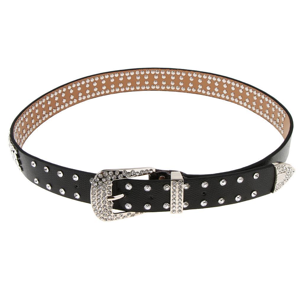 Thắt lưng da bò đính hạt đá lấp lánh