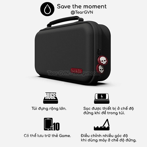 Bộ GripCase trong suốt và túi Maxcarry (Skull &amp; Co) cho Switch Oled