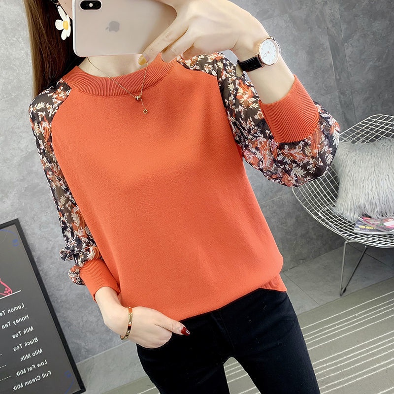 Áo Thun Dệt Kim Cổ Tròn Phối Ren Phong Cách Phương Tây Thời Trang Cho Nữ