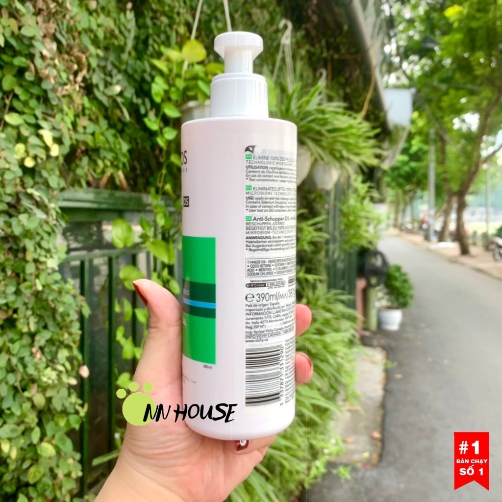Dầu gội sạch gàu Vichy Dercos 390ml cho tóc gàu, dầu bết, nấm da đầu, dầu gội đầu dưỡng tóc shampoo 2in1 acid salicylic