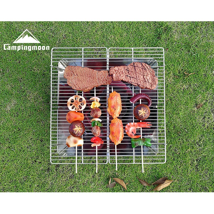 Lò nướng than hoa BBQ ngoài trời CAMPINGMOON cỡ lớn inox 304 dã ngoại du lịch - Bếp nướng thịt - Bếp nướng than hoa BBQ