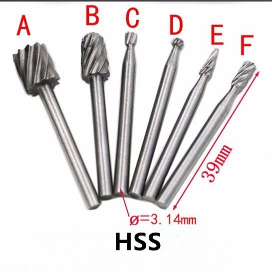 Combo 6 Mũi Khoan, Khắc, Mài HSS Trục 3.17mm Đa Năng Chất Lượng Cao