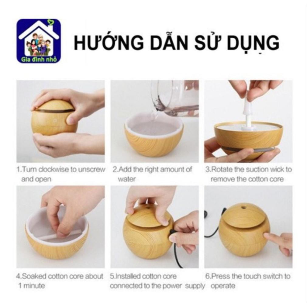 Máy xông,khuếch tán tinh dầu phun sương. Công suất 3W. Sử dụng diện tích từ 15-25m2. Chất liệu: PC và PP. Kích thước: 9,