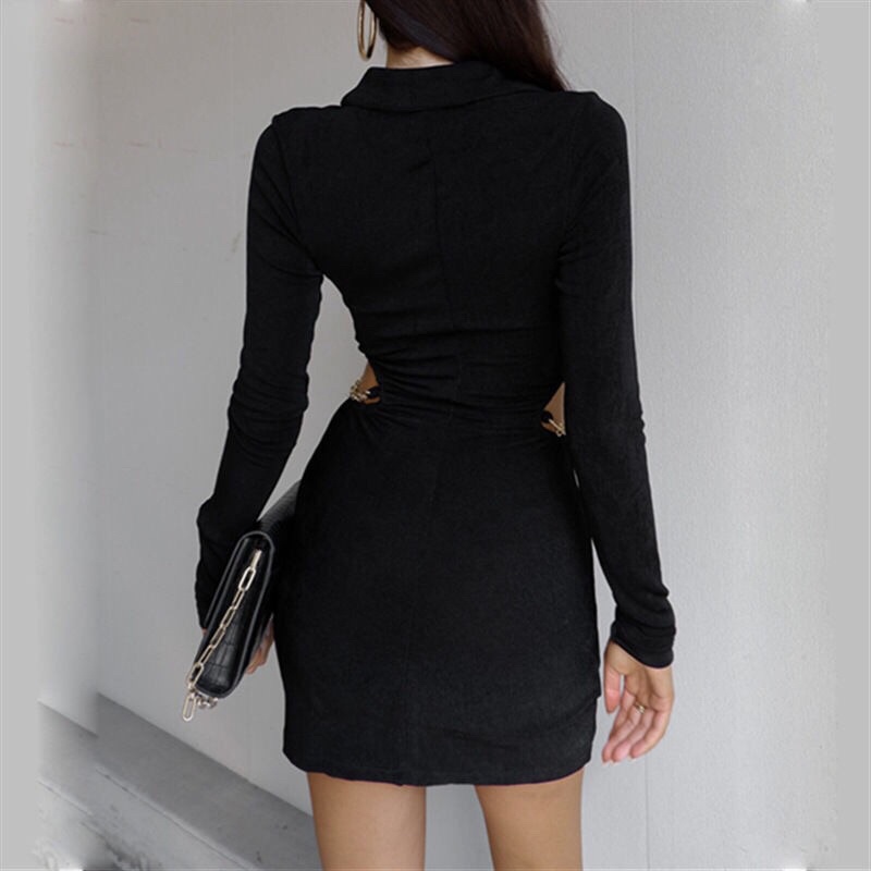 Váy body len tăm Khoét Eo mix