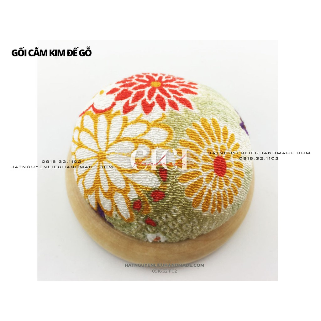 Gối cắm kim đế gỗ Cici Handmade nguyên liệu chuyên hạt đá hạt pha lê hạt cườm may đo