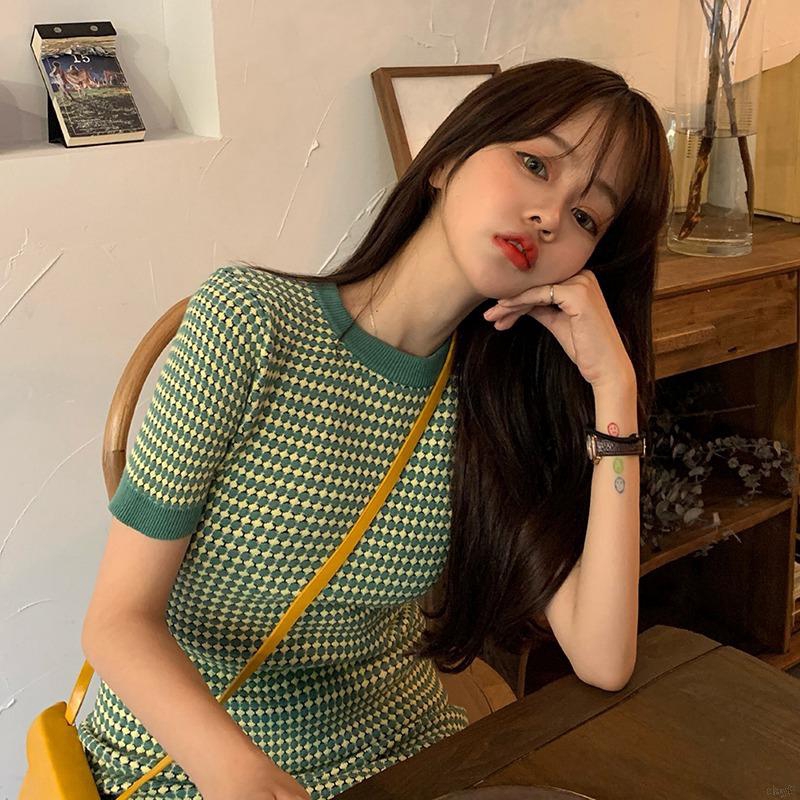 Đầm ôm body cổ tròn họa tiết kẻ sọc ngang thời trang gợi cảm cho phái nữ