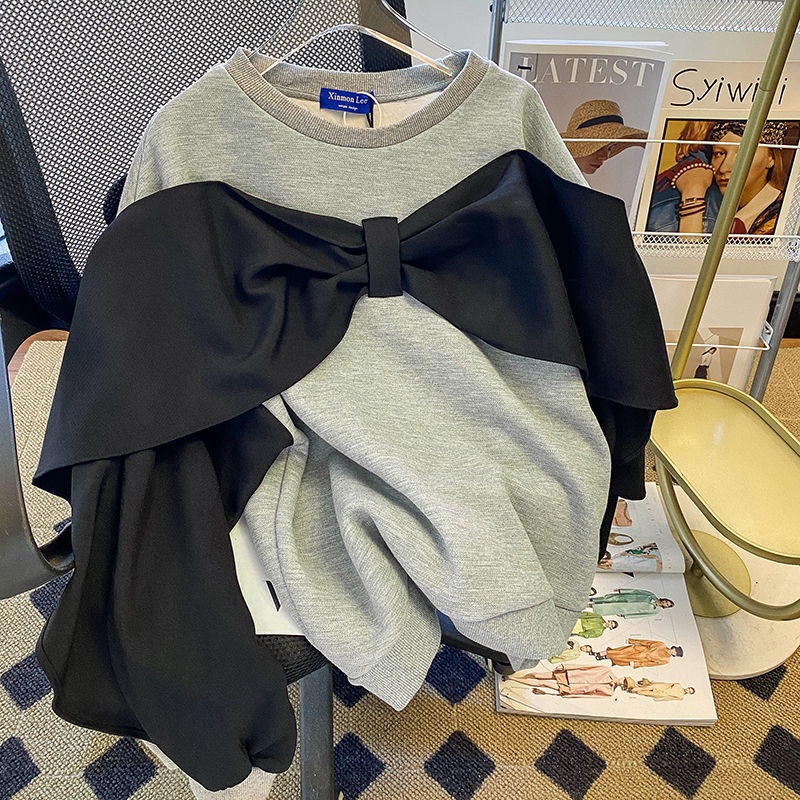 Áo Sweater Tay Dài Dáng Rộng Thắt Nơ Thời Trang Mùa Thu Cho Nữ