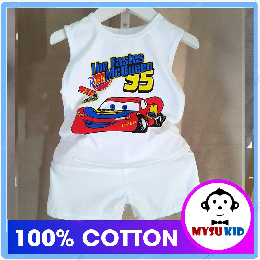 Đồ bộ sát nách bé trai bé gái màu trắng COTTON 100%