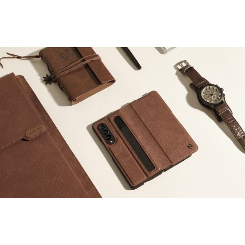 Bao da Samsung Z Fold 3 hãng Nillkin Aoge phong cách sang trọng cao cấp kèm khe cắm bút