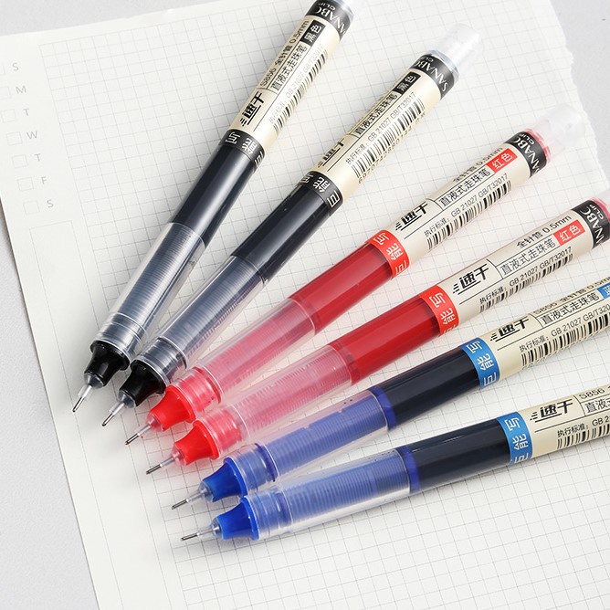 Bút bi nước gel đầu kim 0.5mm ba màu đen đỏ xanh mực nhiều gấp ba lần bút thông thường