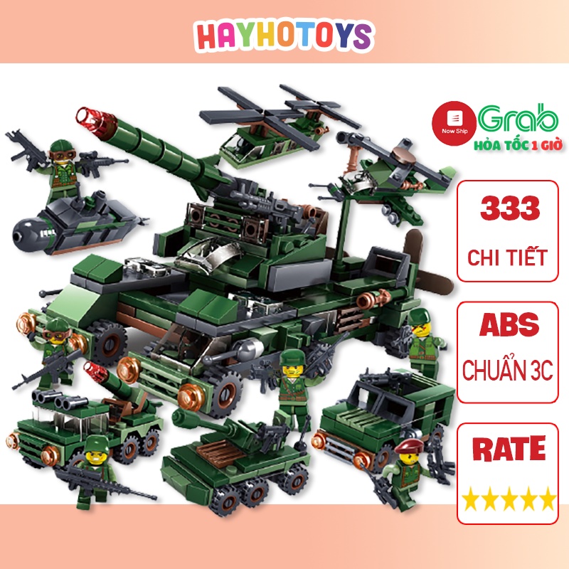 Đồ chơi lego xe tăng cho bé dạng hộp giấy 6 mô hình trong 1 bộ