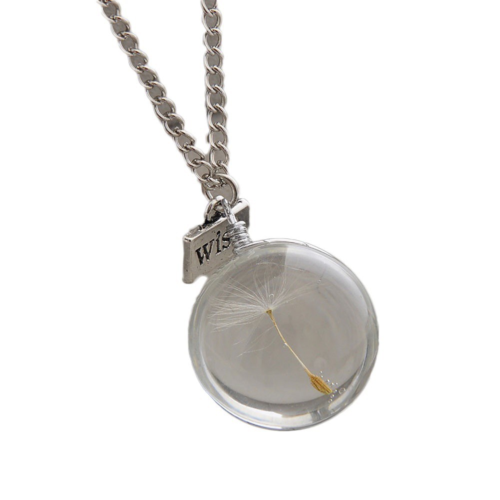 Dây chuyền mặt quả cầu thủy tinh lồng hoa bồ công anh