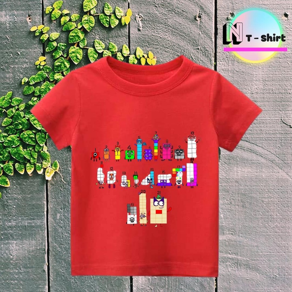 Áo thun cho bé trai và bé gái in hình hoạt hình Number Blocks dễ thương, chất liệu cotton mềm mịn thoáng mát NTShirt 09