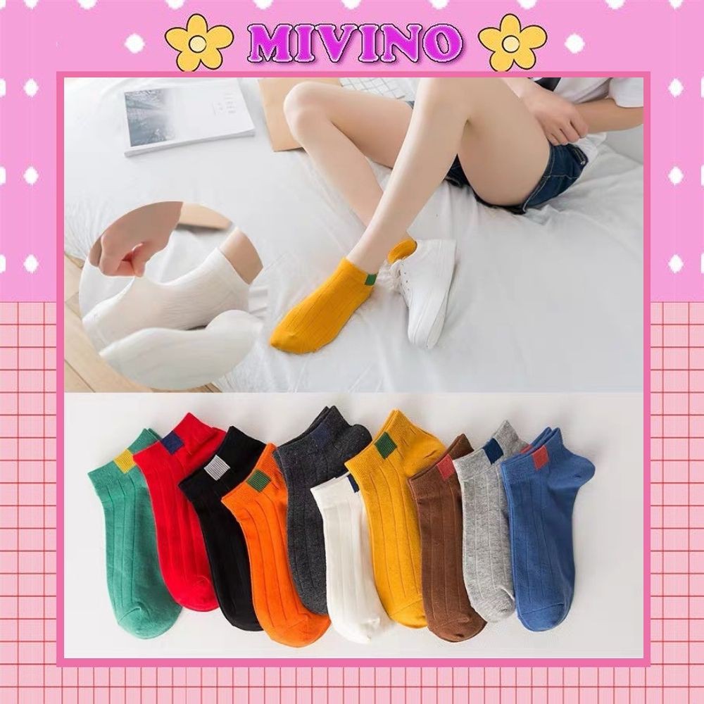 Vớ nữ cổ ngắn Mivino tất nữ hàn quốc cotton nhiều màu cực xinh TN03