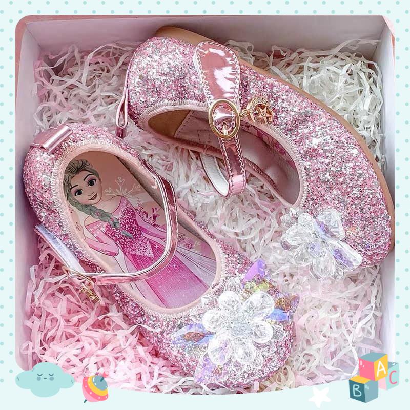 GIÀY BÚP BÊ ELSA KIM TUYẾN ĐÍNH ĐÁ CHO BÉ GÁI TỪ SIZE 26-