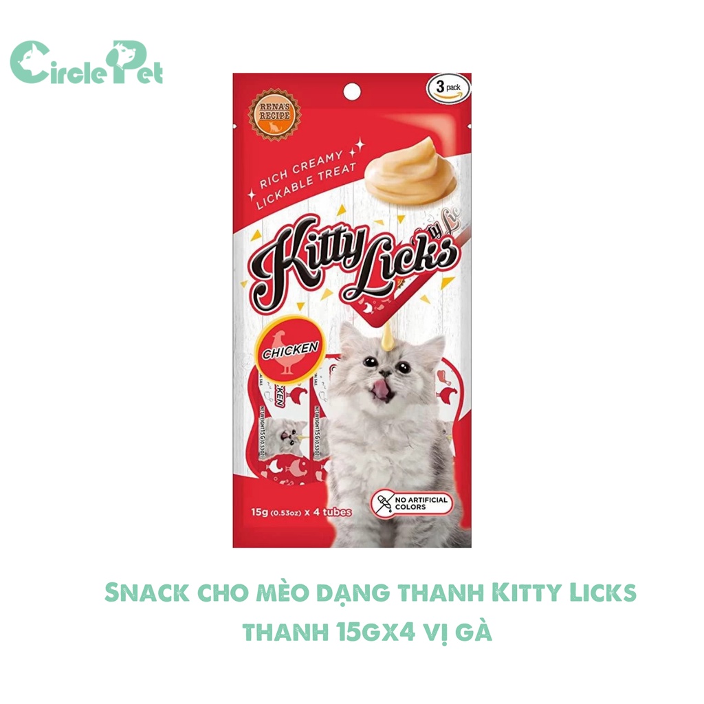 Snack Cho Mèo Dạng Thanh Kitty Licks Hỗ Trợ Biếng Ăn Bổ Sung Dưỡng Chất Cho Mèo Con 15gx4