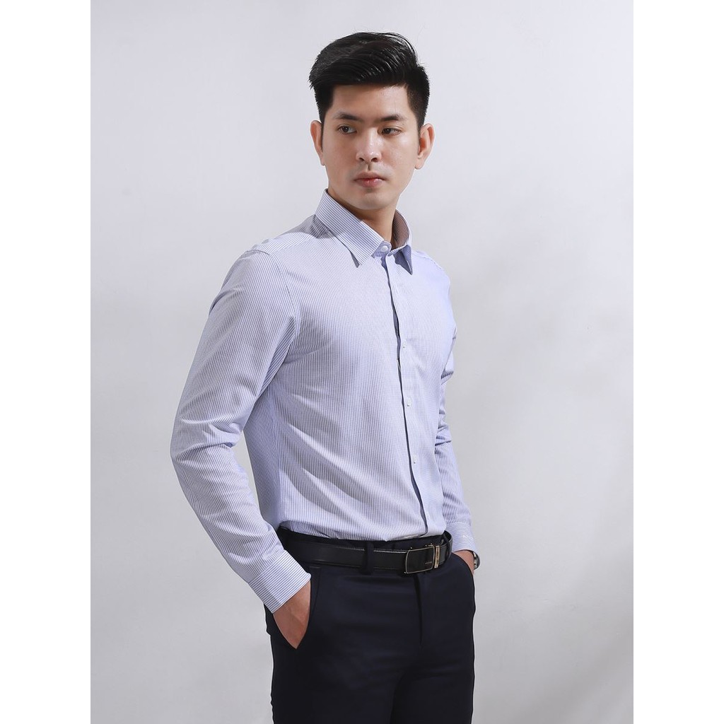 Áo sơ mi nam dài tay ARISTINO Trắng dệt sợi xanh dọc, mềm mại, nhẹ và thoáng, thấm hút tốt  - ALS54008 | BigBuy360 - bigbuy360.vn