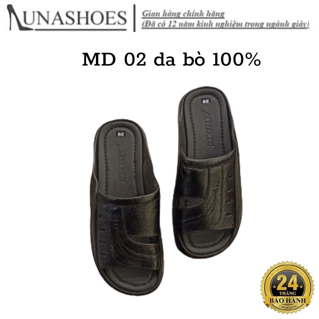 Dép da bò nam Muno (MD03) không quai quai da lộn cao cấp cho người trẻ và trung niên