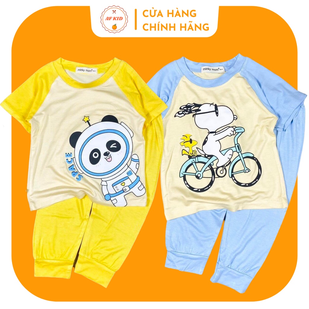 Bộ Quần Áo Trẻ Em Minky Mom Snoopy Tay Cộc Quần Dài Cho Bé Chất Thun Lạnh Siêu Mềm Mịn Mát