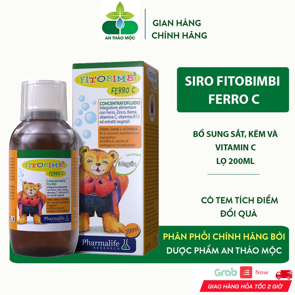 Siro FITOBIMBI Ferro C Bổ Sung Sắt Kẽm Hữu Cơ Giúp Bé Tăng Đề Kháng Ăn Ngon Tiêu Hóa Tốt Hấp Thu Tốt