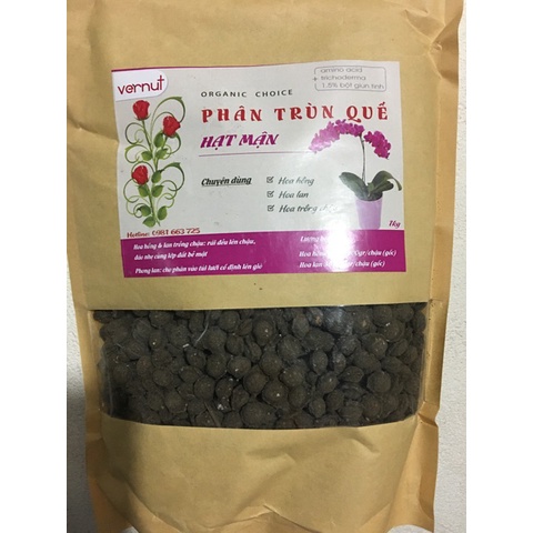 ( SIÊU RẺ ) Phân Trùn quế Viên nén HẠT MẬN VERNUT tốt cho mọi loại cây gói 1kg