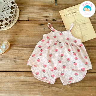 Bộ đồ 2 dây gấu + dâu cho bé gái