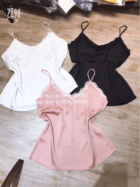 Áo lụa hai dây viền ren, Áo kiểu viền ren 2 dây AL1096 - NhiNhi Shop | BigBuy360 - bigbuy360.vn