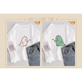ÁO THUN ÁO PHÔNG HÌNH KHỦNG LONG CUTE COUPLE CAO CẤP