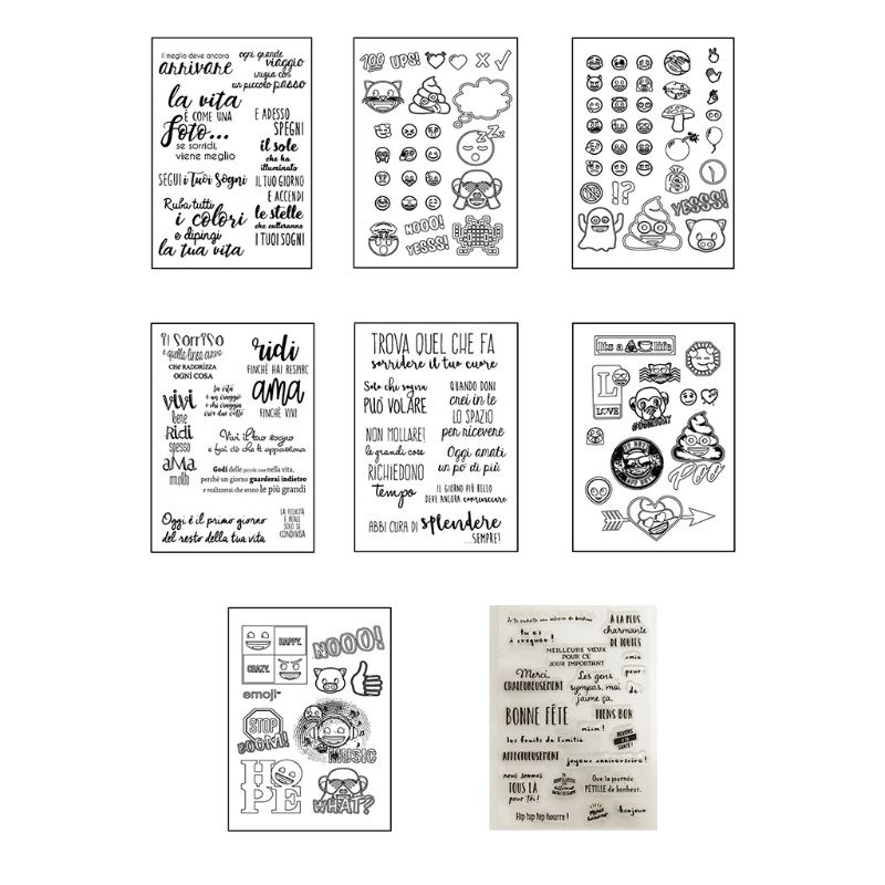 Tem Đóng Dấu Bằng Silicon Trong Suốt Hình Chữ Ý DIY Đa Ứng Dụng