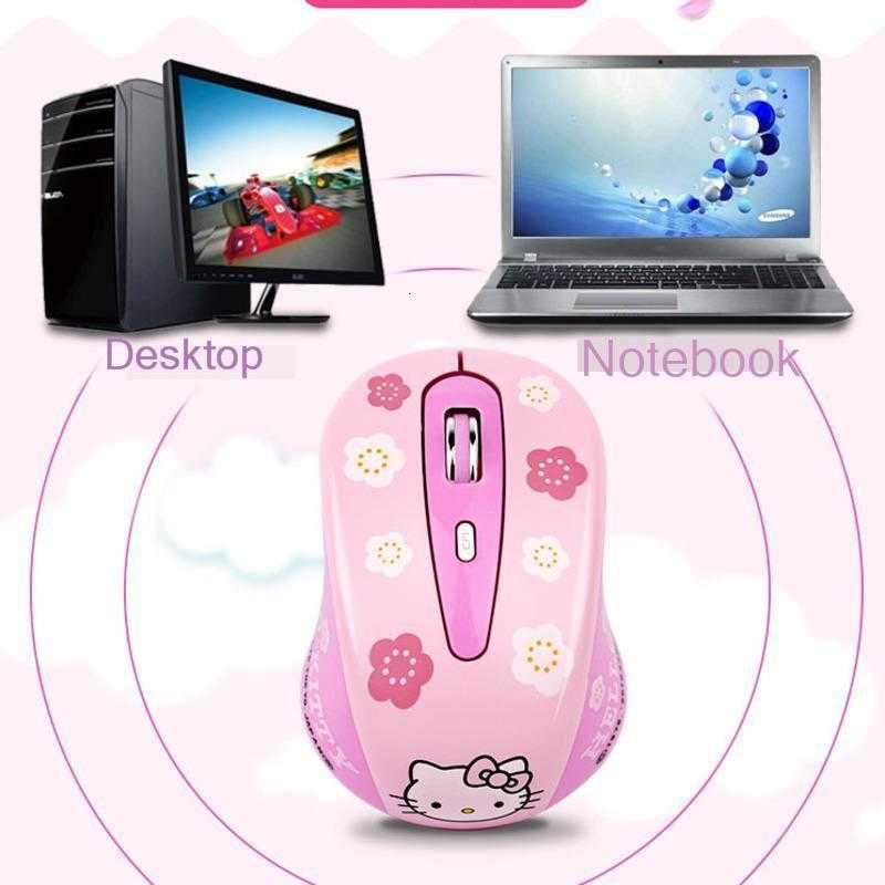 Chuột Quang Không Dây 2.4G 1600DPI Hình Hello Kitty