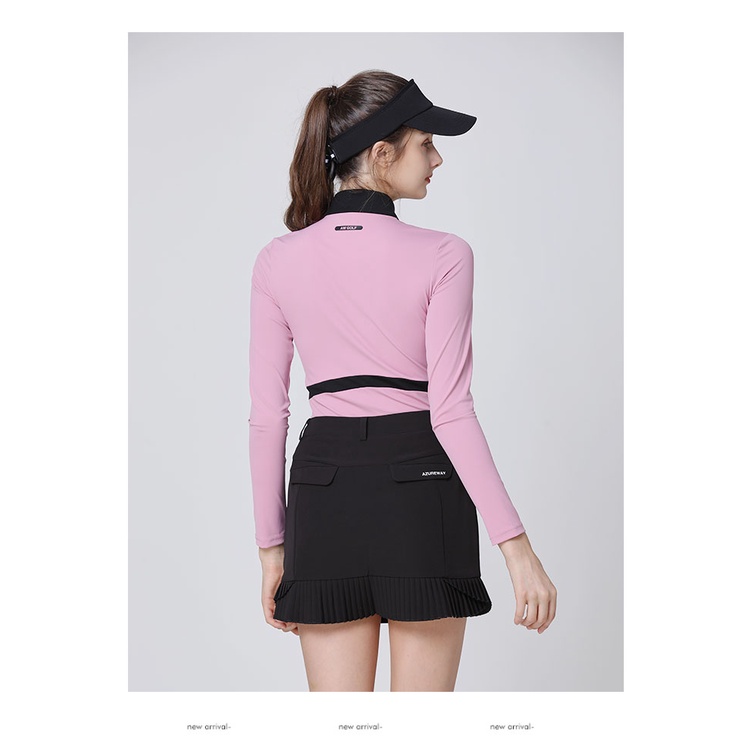 Azureway Bộ Áo Thun Đánh GOLF Tay Dài Phối Chân Váy Xếp Ly Ôm Dáng Thoáng Khí Nhanh Khô Phong Cách Thu Đông Mới Cho Nữ Zew