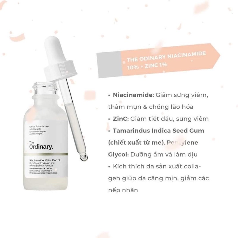 Tinh chất giảm thâm mụn thu nhỏ lỗ chân lông The Ordinary niacinamide 10 zinc 1