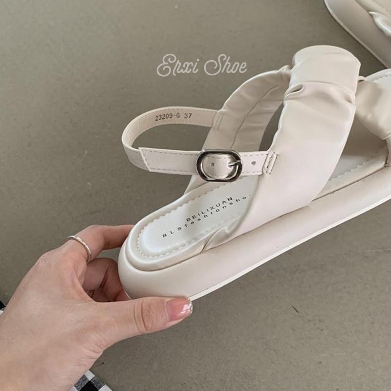 Xăng đan Đế Bằng Quai Chéo Thiết Kế Dễ Thương Cho Nữ