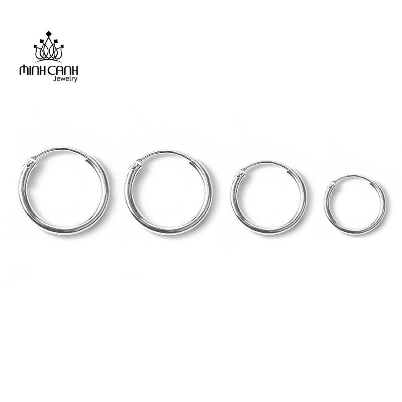 Khuyên Tai Bạc Tròn Trơn Basic Nhiều Size 12 mm 14mm 16mm 18mm 20mm - Minh Canh Jewelry