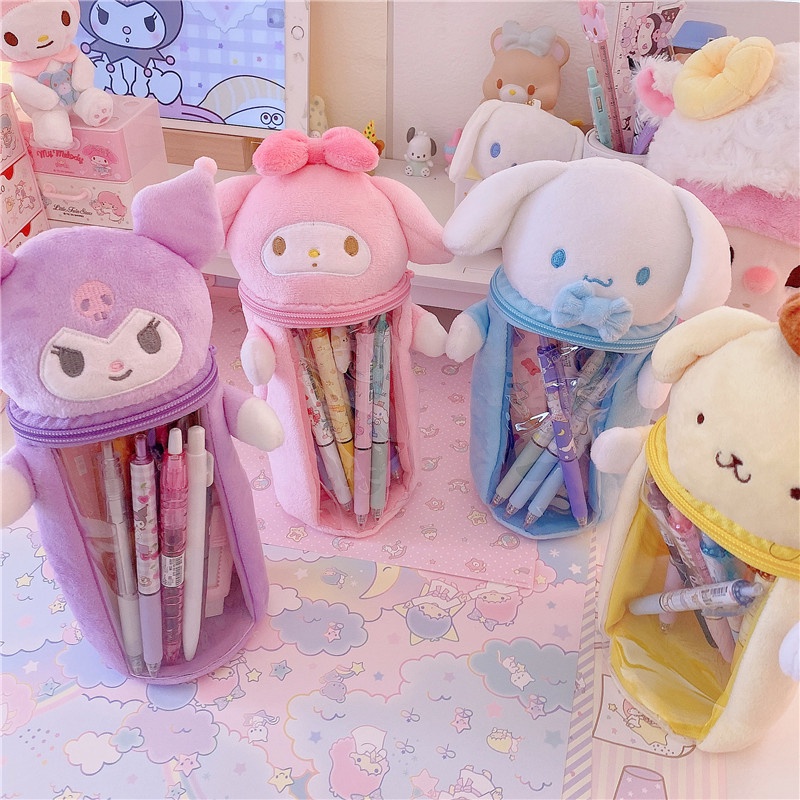 SANRIO Hộp Đựng Bút Cỡ Lớn Có Khóa Kéo Họa Tiết Hoạt Hình Disney StellaLou Dễ Thương Cho Học Sinh