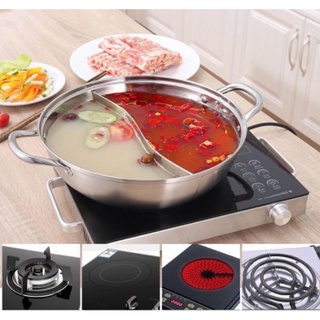 Nồi lẩu 2 ngăn - inox dày, nấu được bếp từ