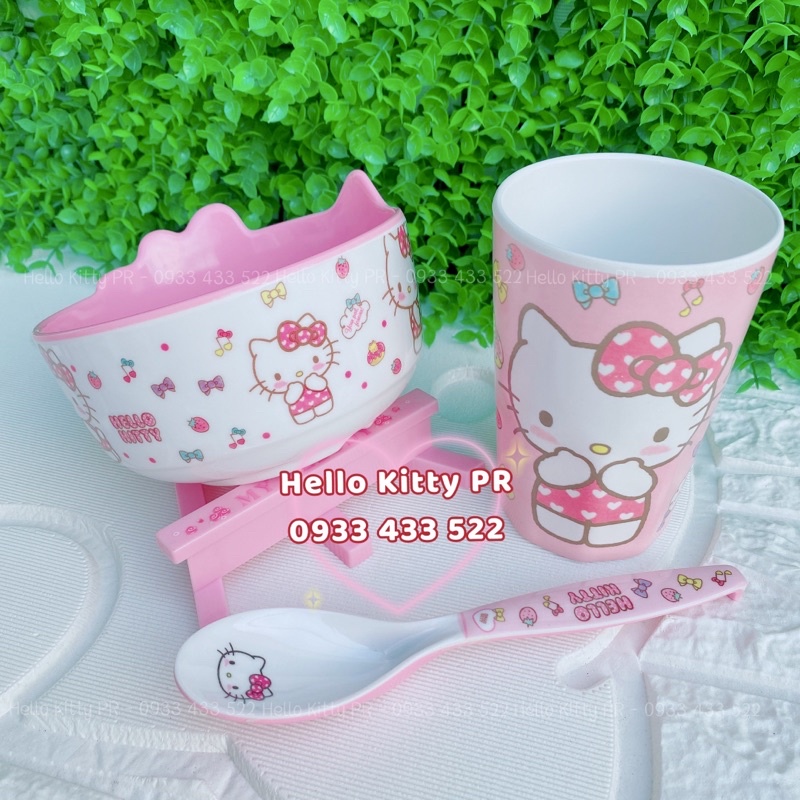 Combo chén ly muỗng Hello Kitty