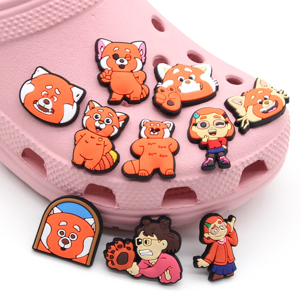 Crocs Jibbitz Shoe Charms DIY màu đỏ Gấu mèo khóa giày theo chủ đề pvc accessories decorate Phụ kiện dép Với 1000 Mẫu Lựa Chọn Thích hợp làm quà tặng giày trẻ em
