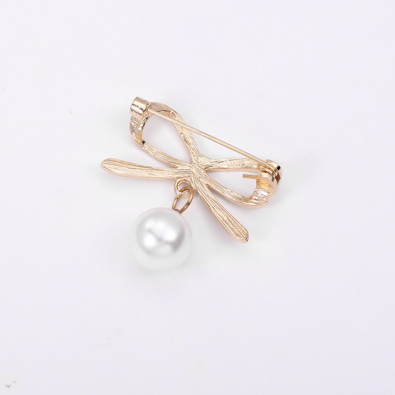 Ghim Cài Áo Hình Nơ Đính Ngọc Trai Thời Trang