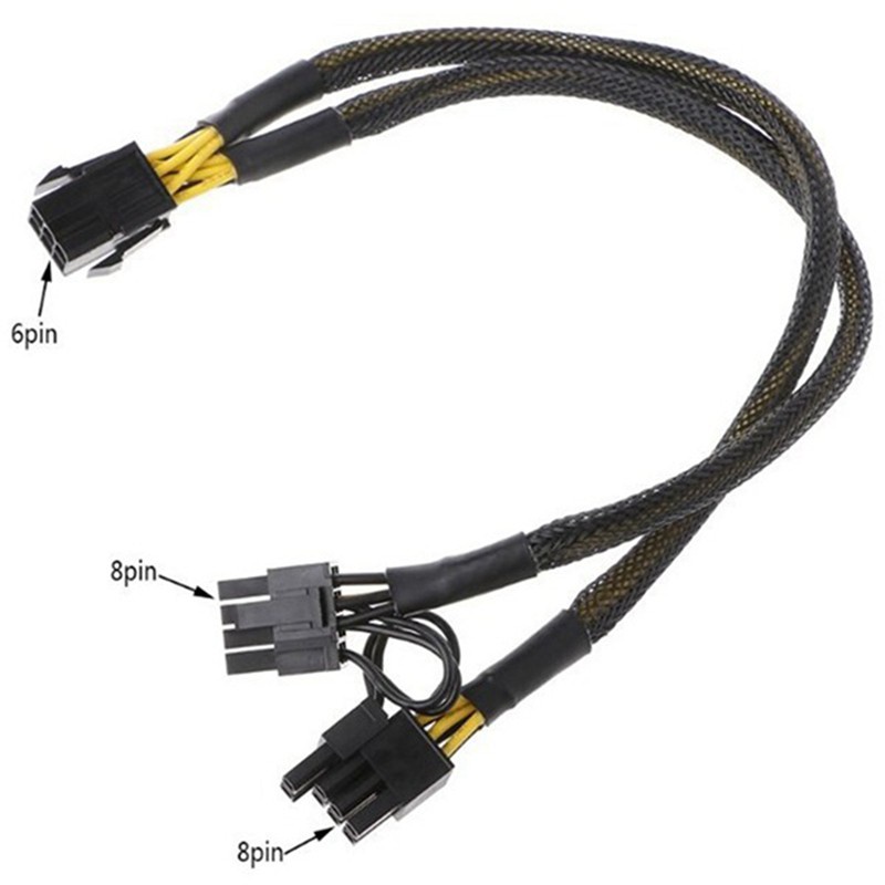 10Pcs PCI-E 6 Pin to Dual 8 Pin (6+2) Graphics Card PCI Express Power Adapter GPU VGA Y-Splitter Extension Mining Cable