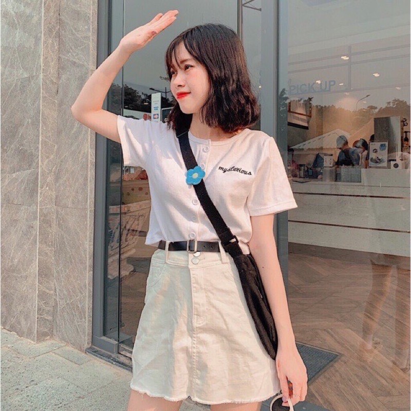 [Ảnh thật] Áo cadigan cúc chữ thêu