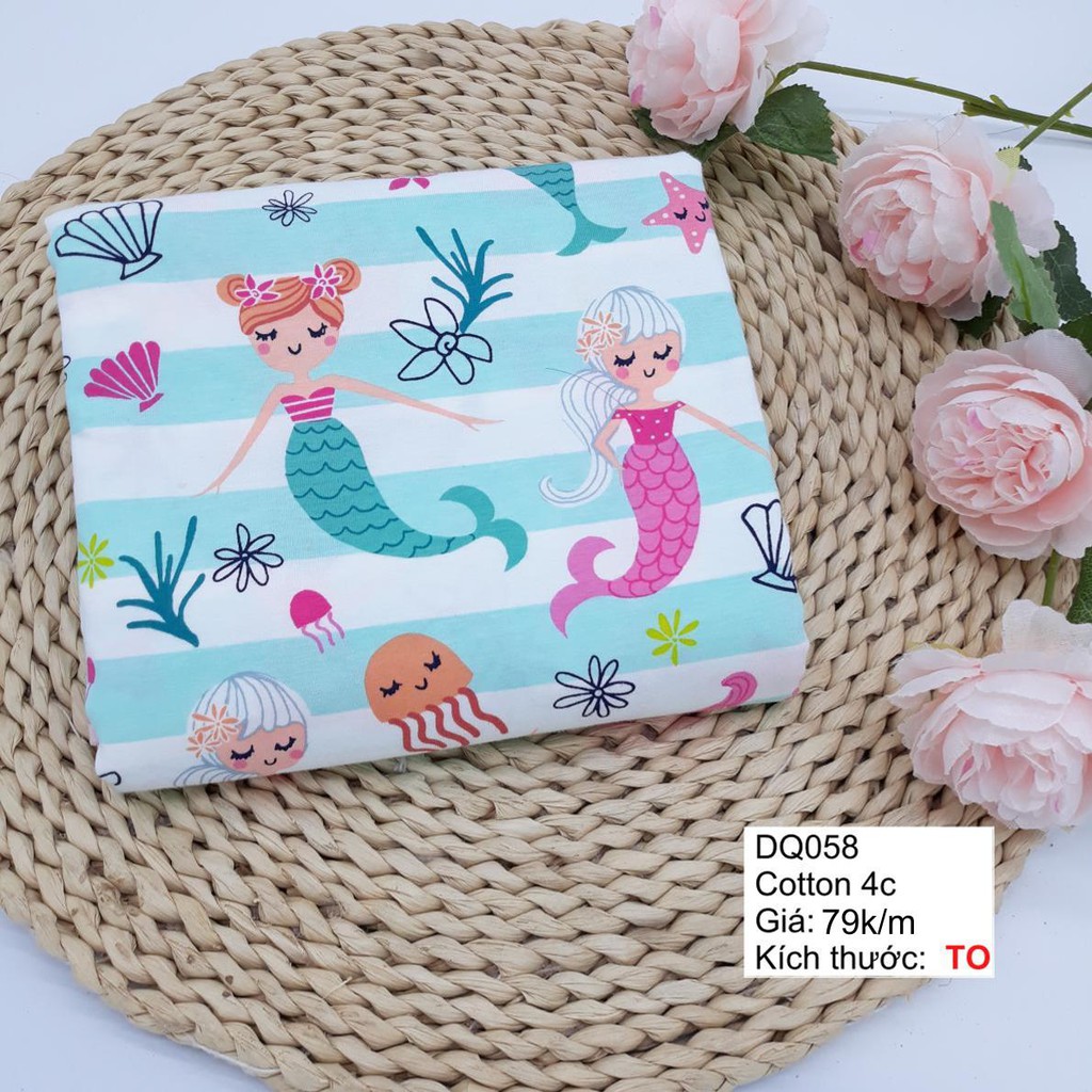 [VẢI COTTON] may đồ cho bé gái - mẹ tập may - tiên cá