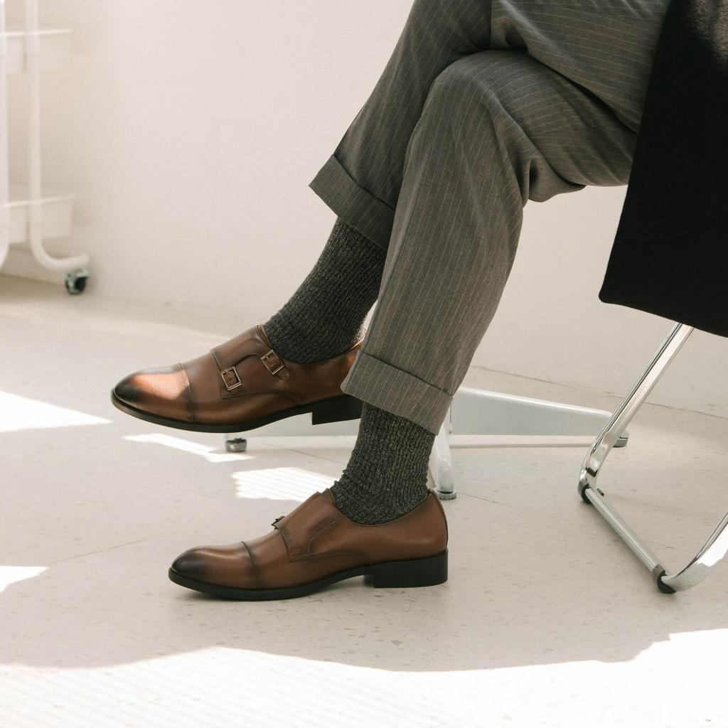 Giày Tây Double Monk Strap - Giày Tây Công Sở - 2 Màu Nâu và Đen - Giày Thầy Tu 2 Khóa - Đức Linh EZB095 EZB096