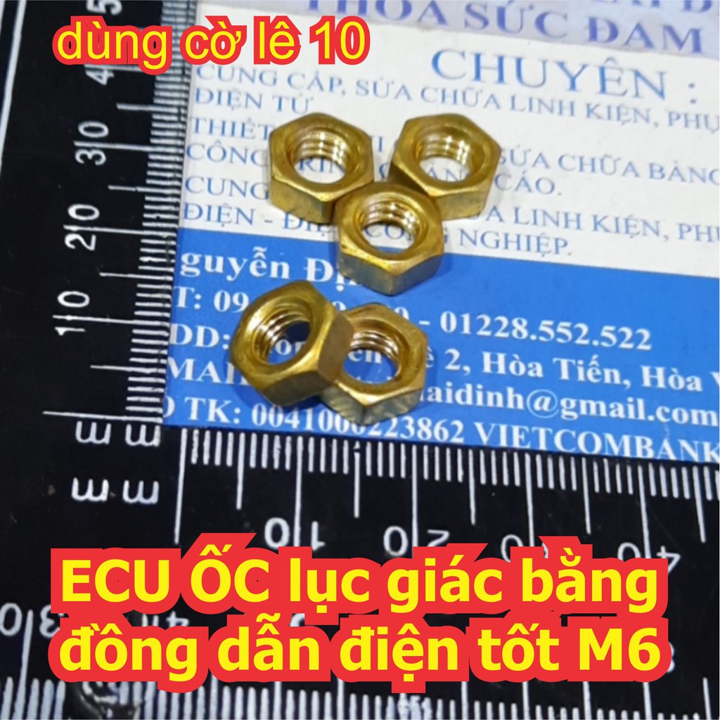 10 con ECU ỐC lục giác bằng đồng dẫn điện tốt M6 kde7149