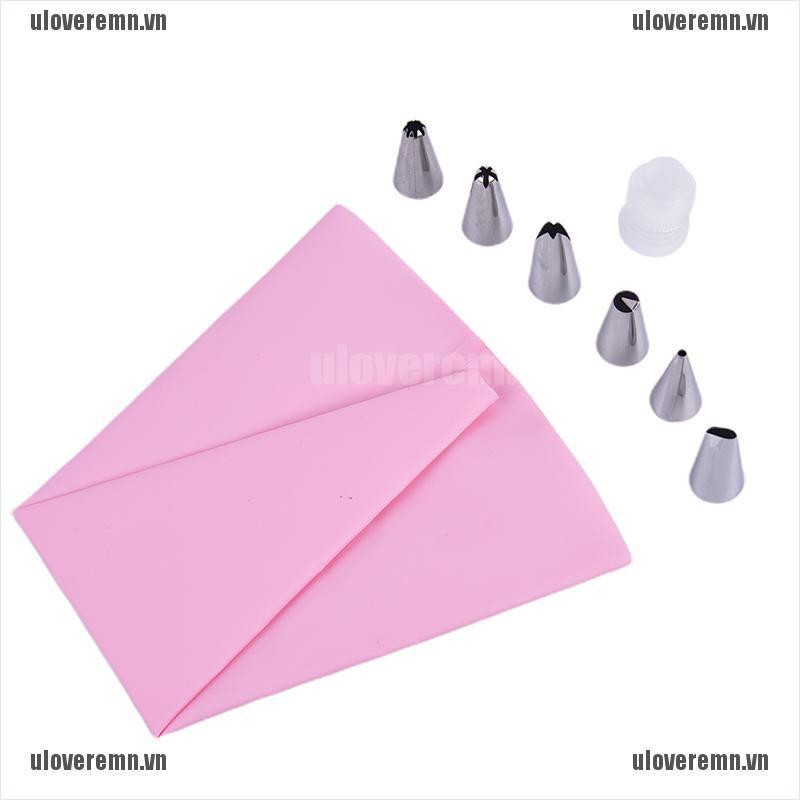 Bộ Túi Và Đầu Phun Kem Trang Trí Bánh Bằng Silicone