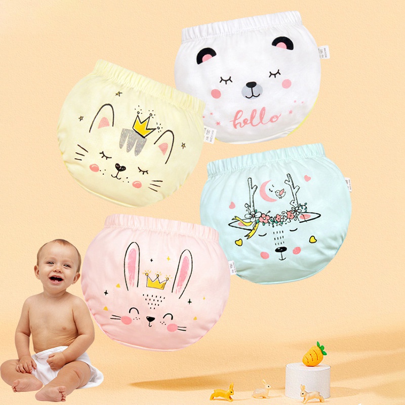 Quần Lót Cotton Mềm Mại Thoáng Khí In Họa Tiết Xinh Xắn Cho Bé Gái