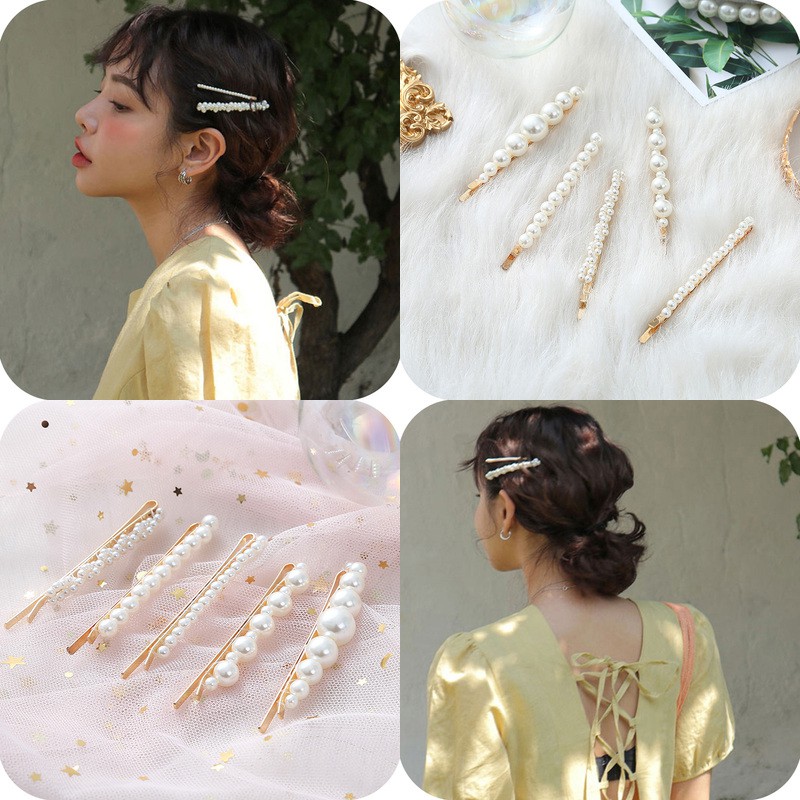 Kẹp tóc đính ngọc trai nhân tạo phong cách Hàn Quốc hợp thời trang cho nữ