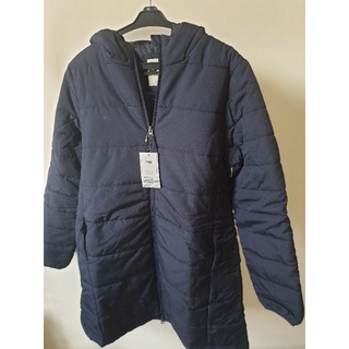 Áo khoác phao nữ dáng dài có mũ màu xanh navy - jp13